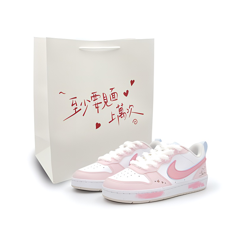 

Детские, подростковые, противоскользящие, износостойкие, низкие кроссовки для скейтбординга Court Borough Nike, розовый/белый