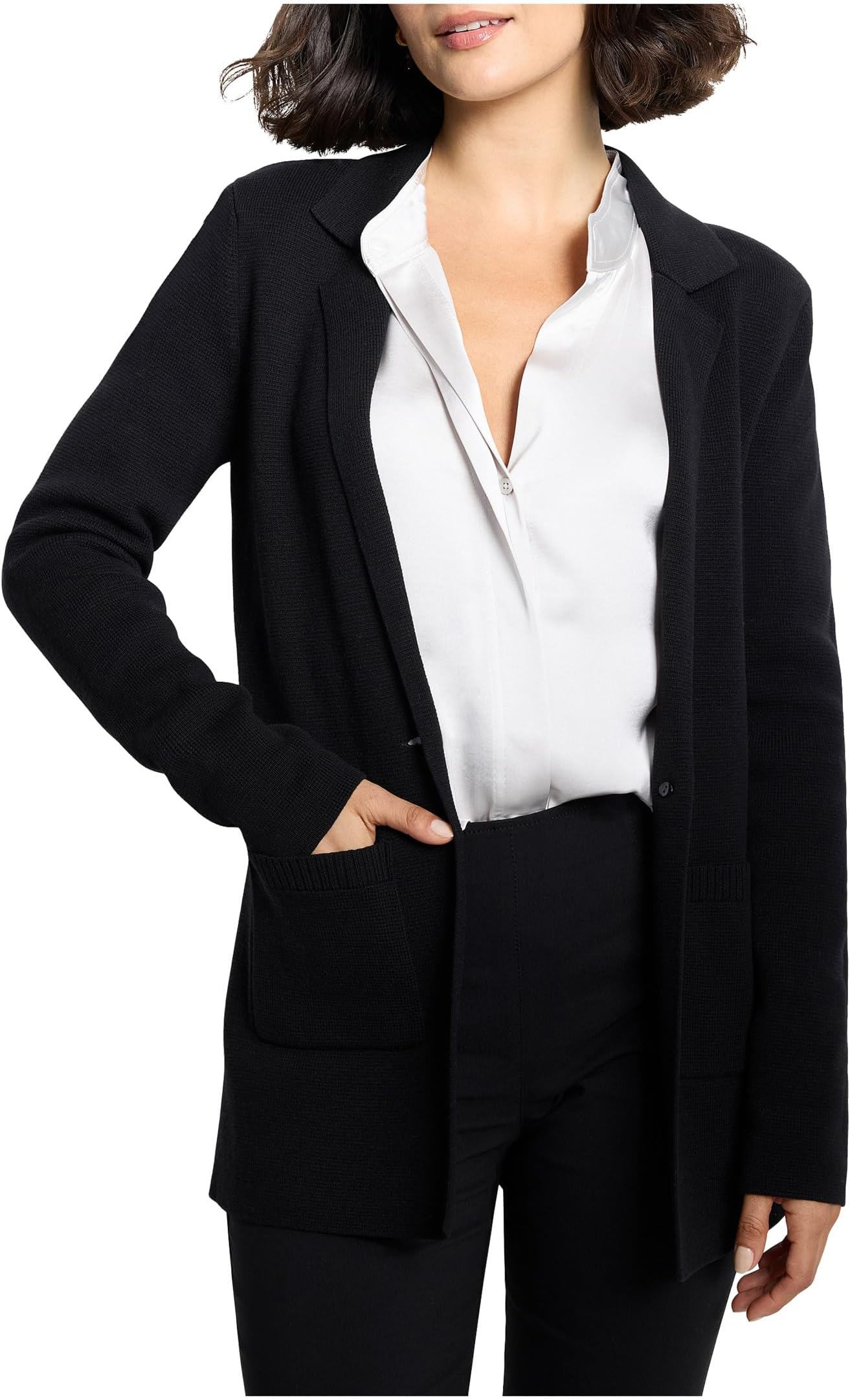 

Блейзер NIC+ZOE Petite Elegant Knit Blazer, цвет Black Onyx