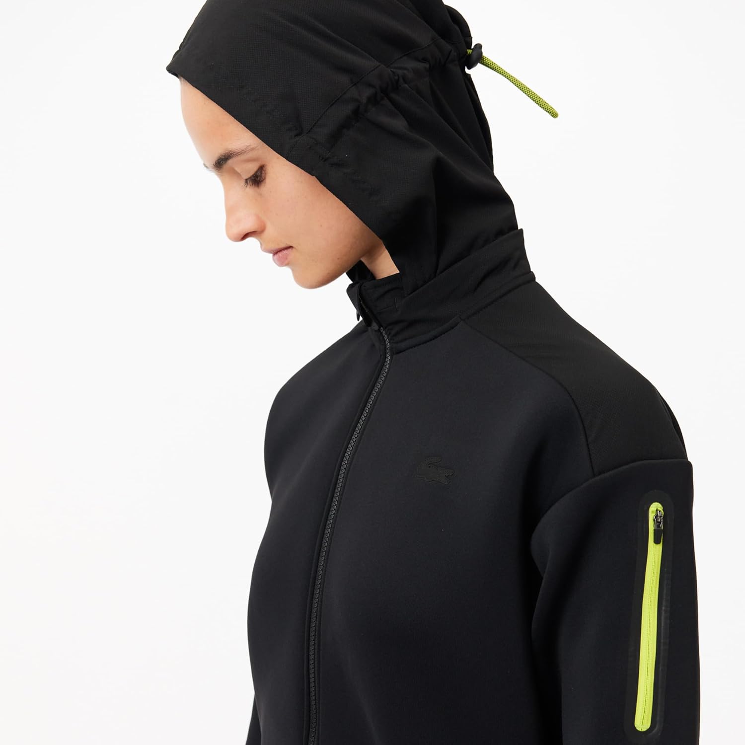 Толстовка женская Lacoste Sport Removable Sport Hoodie, черная — фото 3