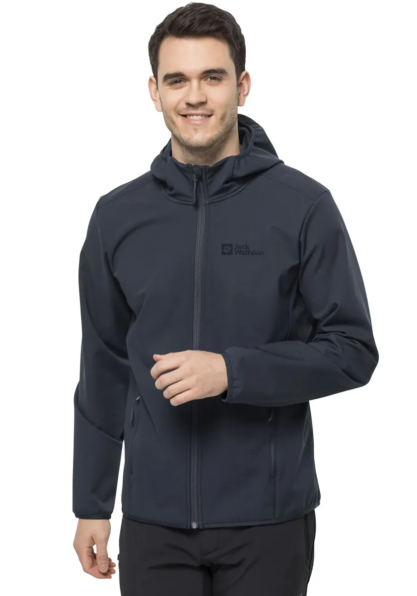 

Куртка из софтшелла Jack Wolfskin "BORNBERG HOODY M", с капюшоном, ветрозащитная, водоотталкивающая, синий