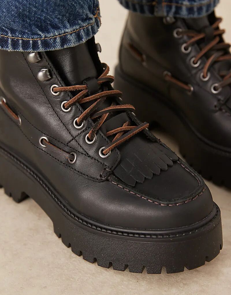 Ботинки Timberland Stone Street 7 Eye на платформе из черной кожи — фото 2