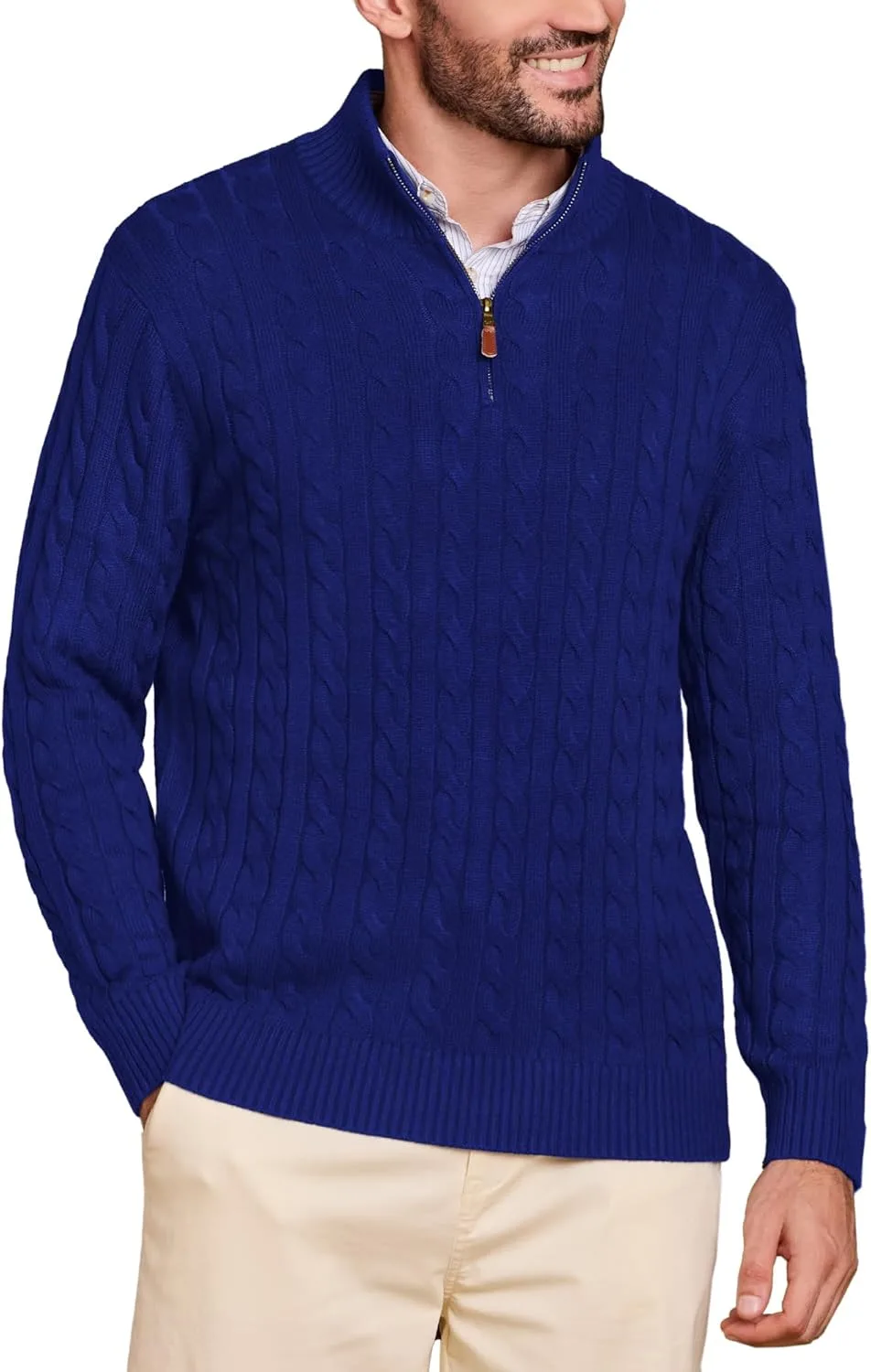 

Мужской свитер Kallspin с воротником-стойкой, кабельной вязкой, из шерстяной смеси