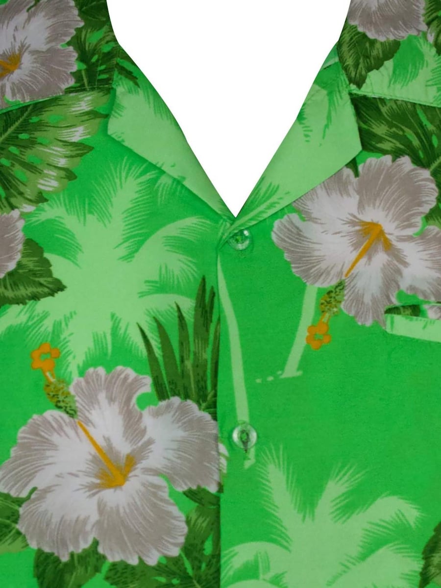 Рубашка на пуговицах классического кроя King Kameha Small Flower, зеленый — фото 3