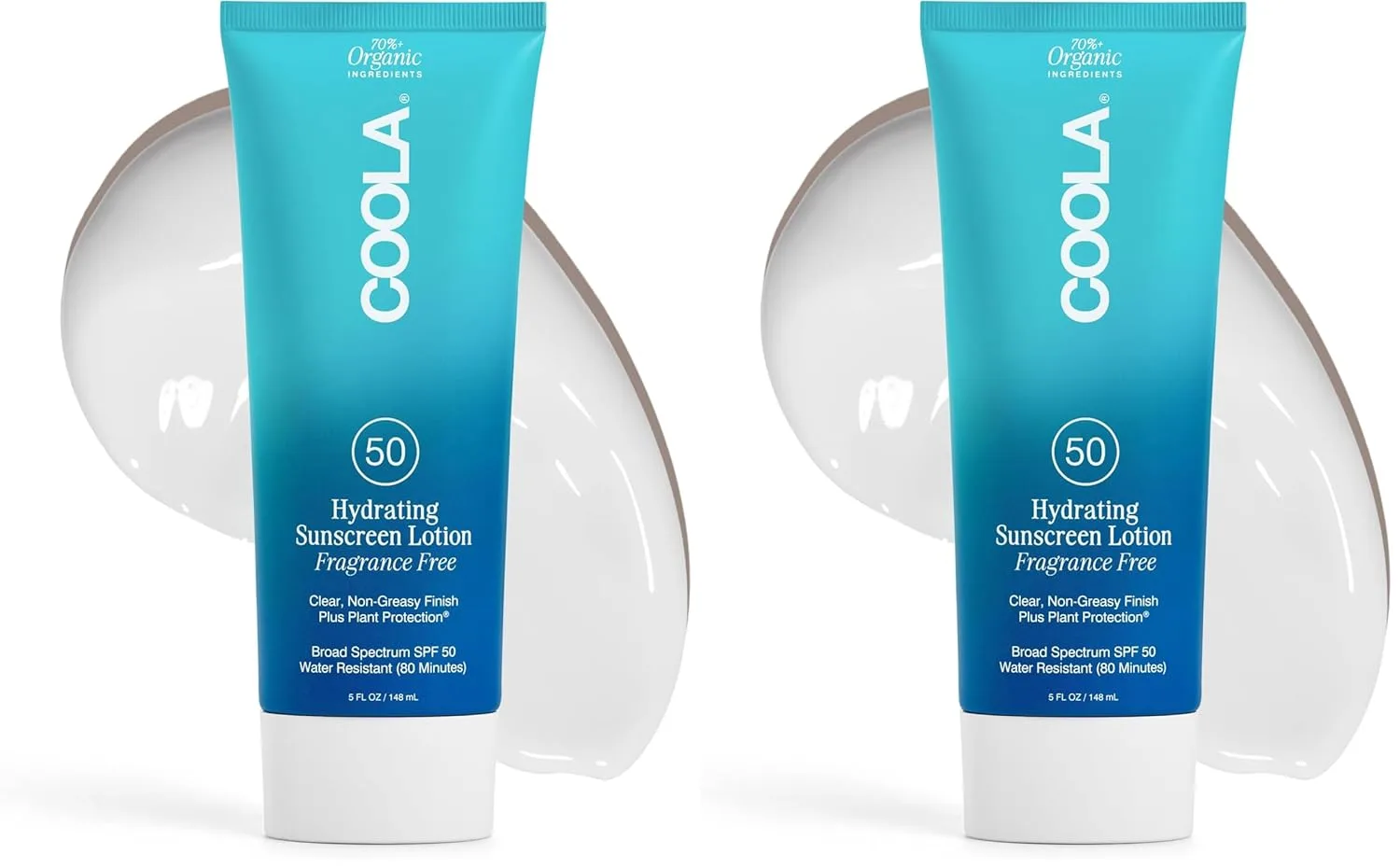 COOLA Органический солнцезащитный лосьон для тела SPF 50, протестирован дерматологами, обеспечивает ежедневную защиту кожи, подходит для веганов и не содержит глютена, без отдушек, 140 мл. 148 мл (2 шт.), Sheer