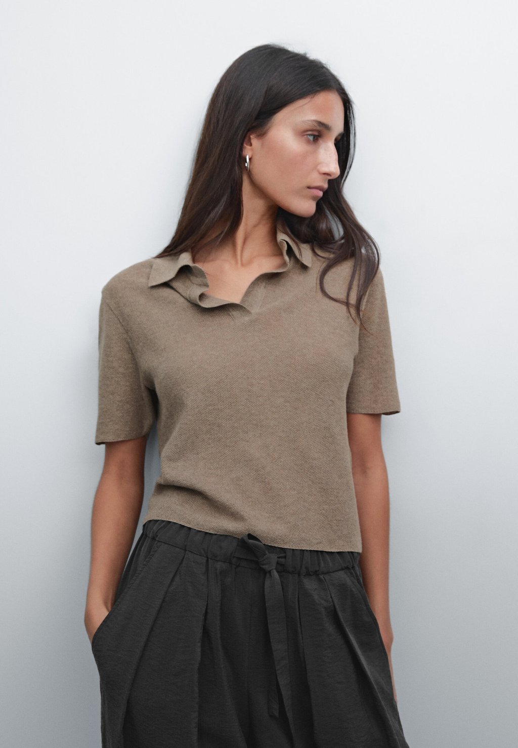 

Рубашка поло SHORT SLEEVE Massimo Dutti, коричневый