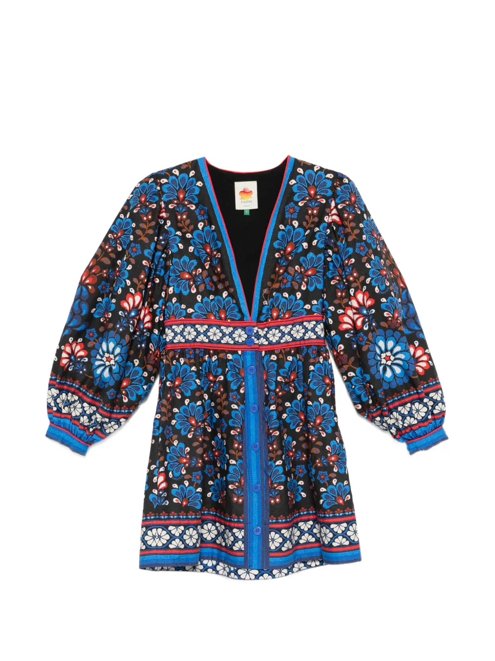 

Мини-платье Latina с V-образным вырезом и шарфом Farm Rio, черный