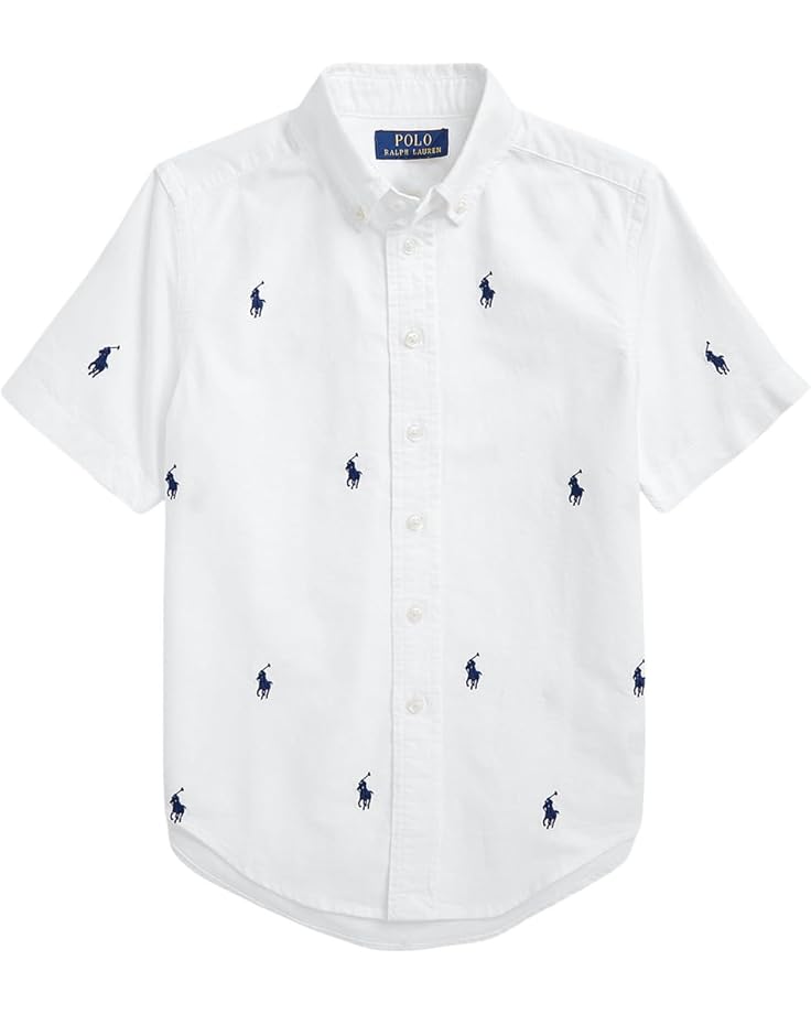 

Поло Polo Ralph Lauren Kids Polo Pony Oxford Short Sleeve Shirt, цвет White/Navy