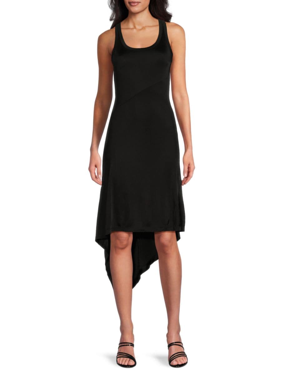 

Асимметричное трикотажное платье-миди Helmut Lang, черный