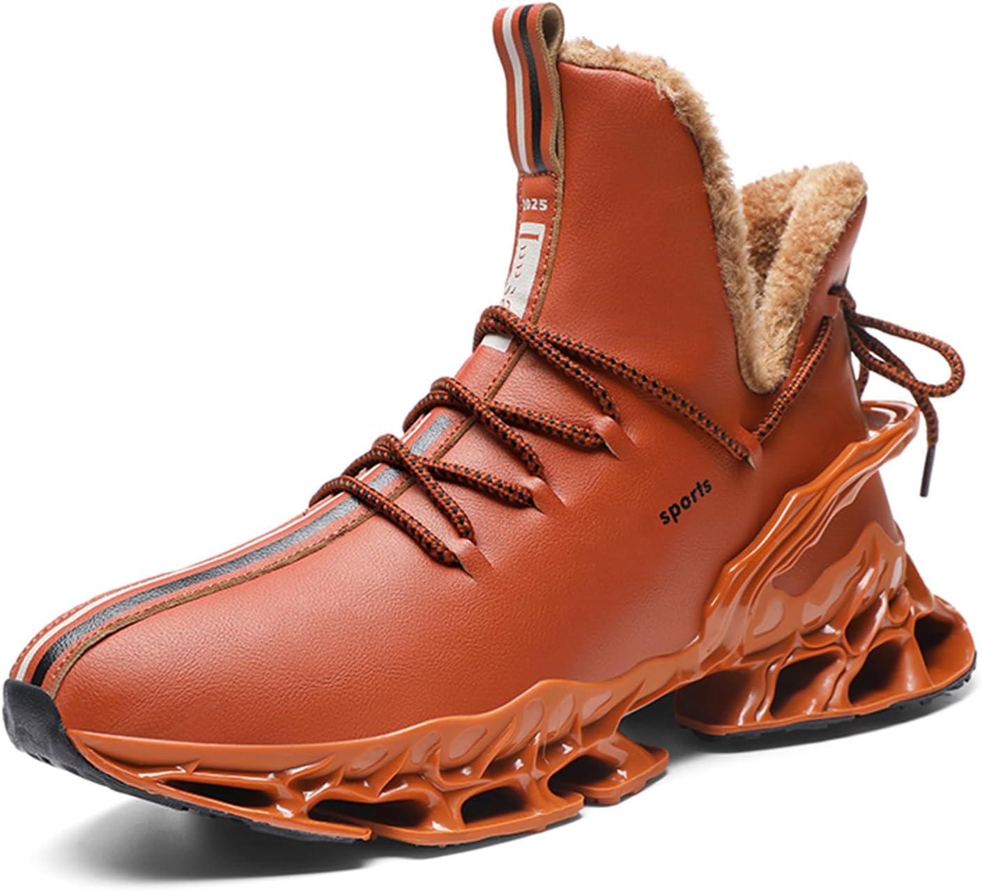 

Мужские зимние ботинки SPWAGYM, утепленные, с модным дизайном, нескользящей подошвой, меховой подкладкой, для бега и ходьбы, коричневый