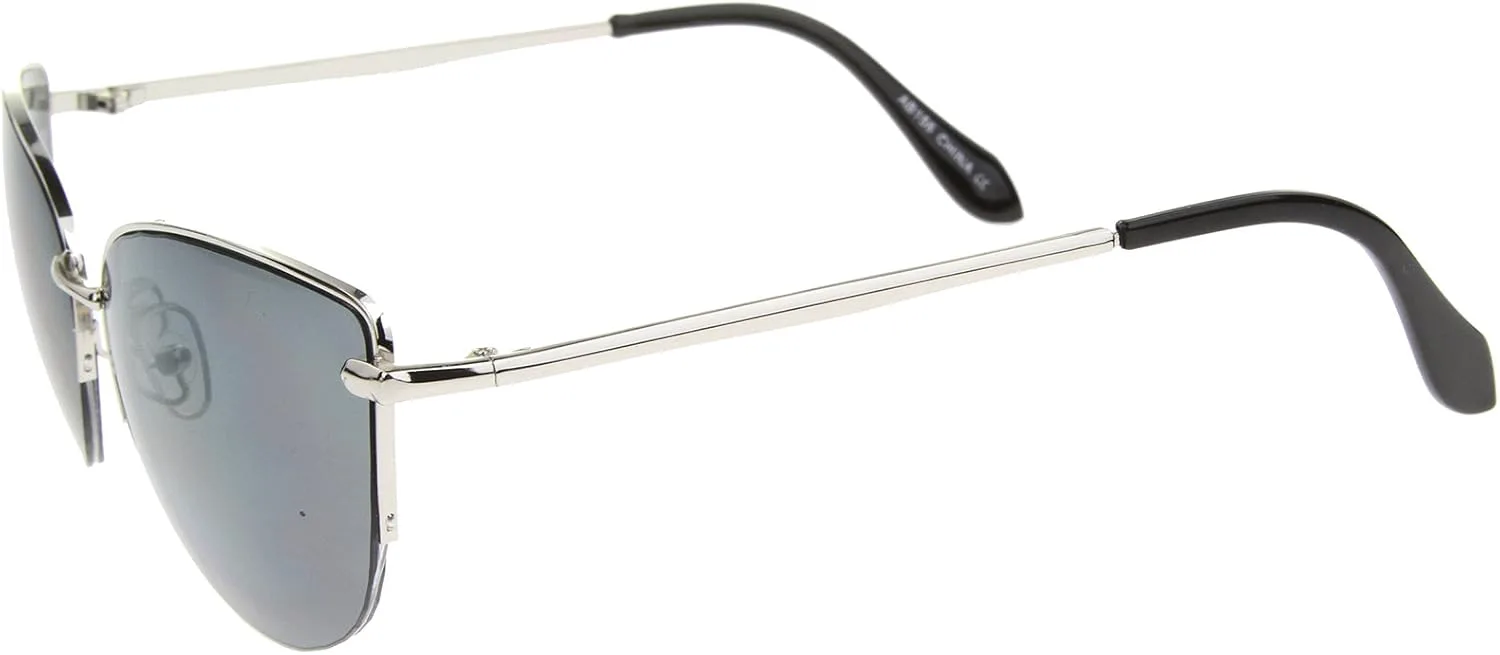 

Солнцезащитные очки zeroUV в современном стиле, овальная полуободковая оправа с металлическим каркасом, форма «кошачий глаз», диаметр 63 мм, Silver / Smoke