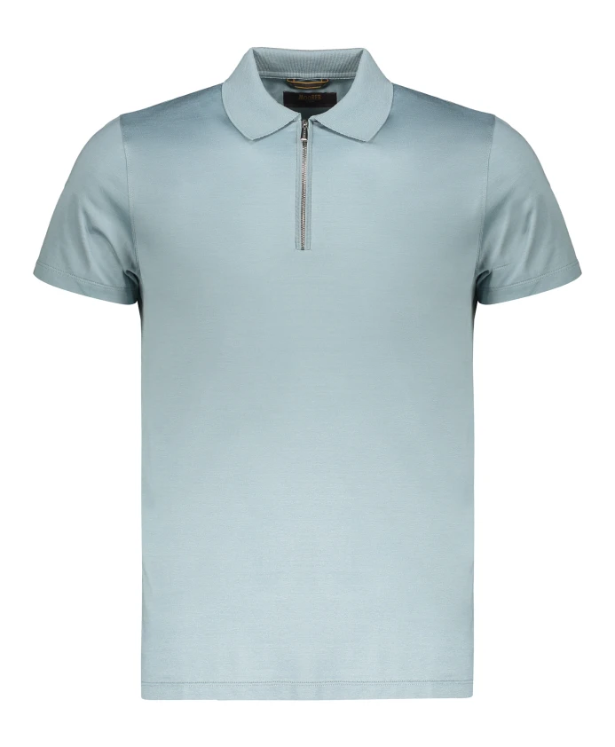 

Хлопковая рубашка-поло с боковыми разрезами Moorer, серый