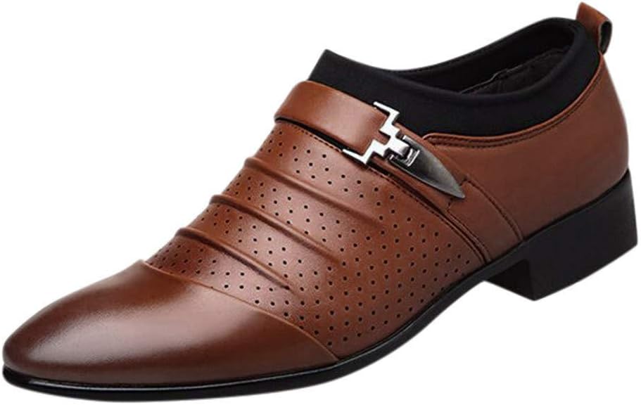 

Мужские деловые кожаные туфли с острым носком, повседневные дышащие сандалии, удобная обувь из кожи для мужчин Generic, коричневый