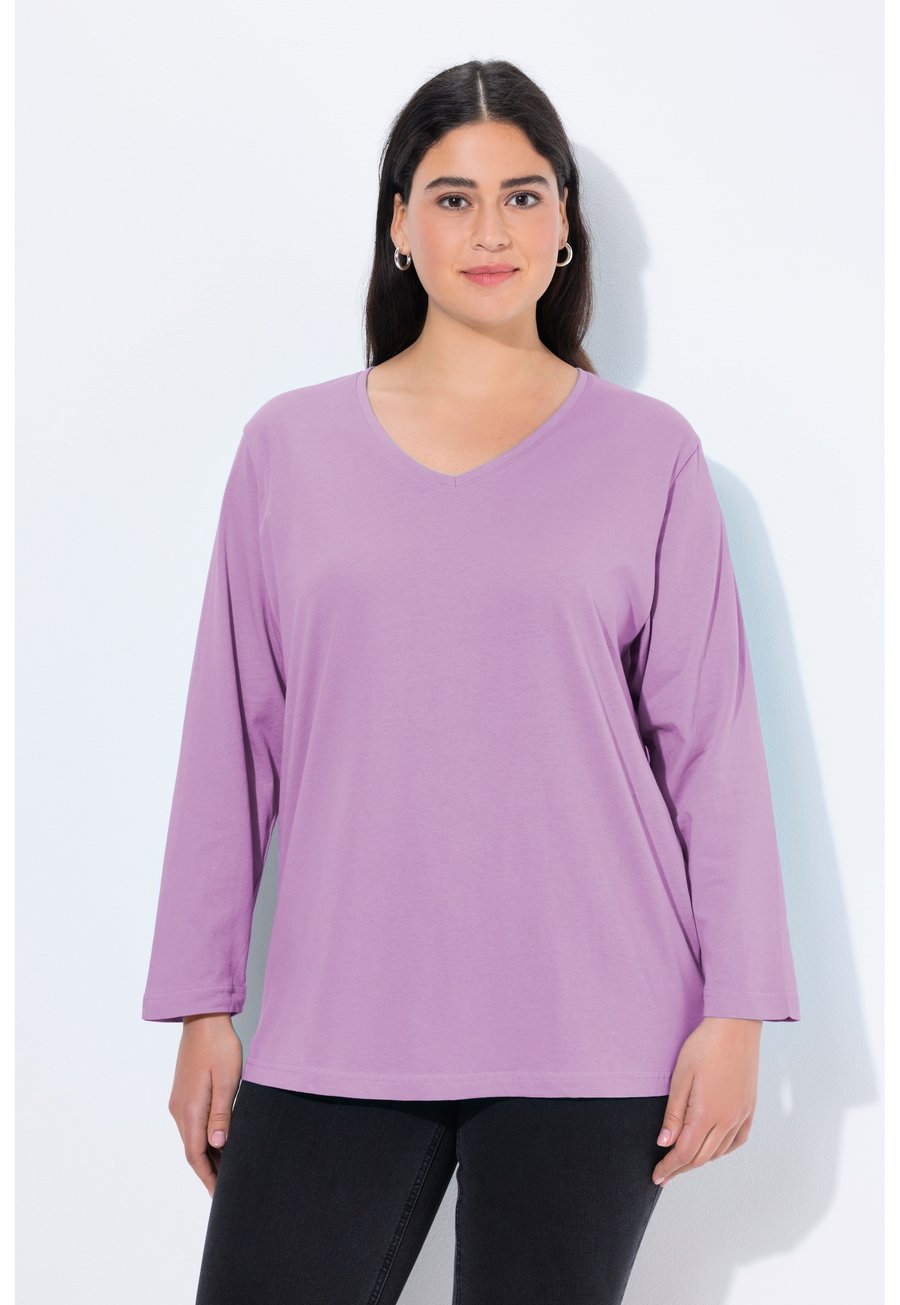 

Топ Ulla Popken BASIC-V LANGARM , Lavender/Blue
