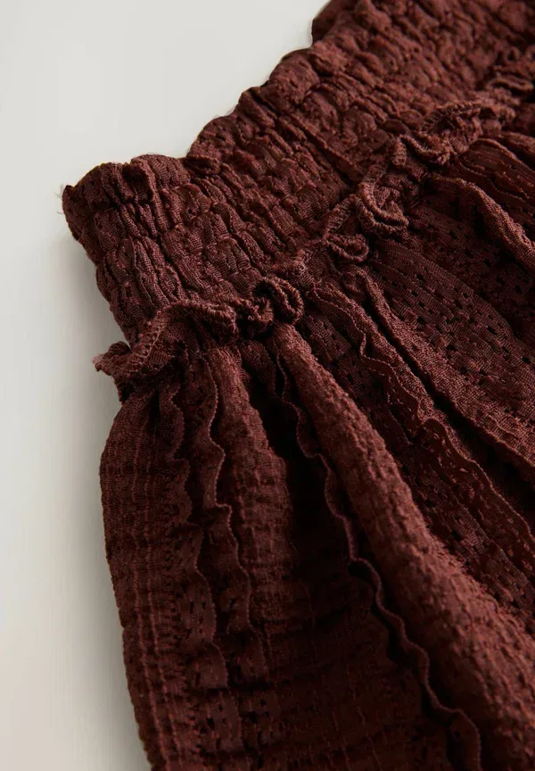 Юбка мини Regular fit crinkle tiered skirt Next, шоколадно-коричневый — фото 3