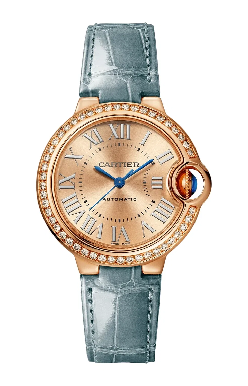 BALLON BLEU DE CARTIER 33 мм, автоматические, розовое золото, бриллианты - WJBB0076, золотой