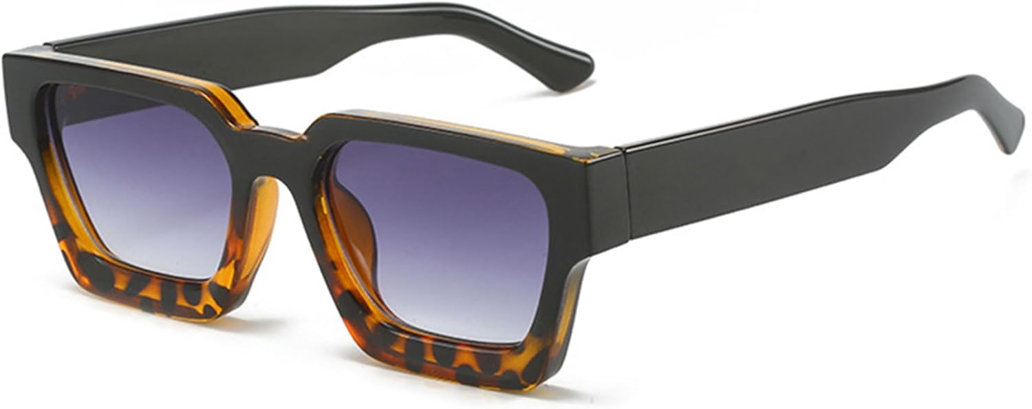 

Винтажные квадратные солнцезащитные очки для женщин и мужчин, с плоской верхней частью, без поляризации, массивные прямоугольные солнцезащитные очки SFQSM012 ALKAHE, Gradient Tortoiseshell Frame Grey Lens