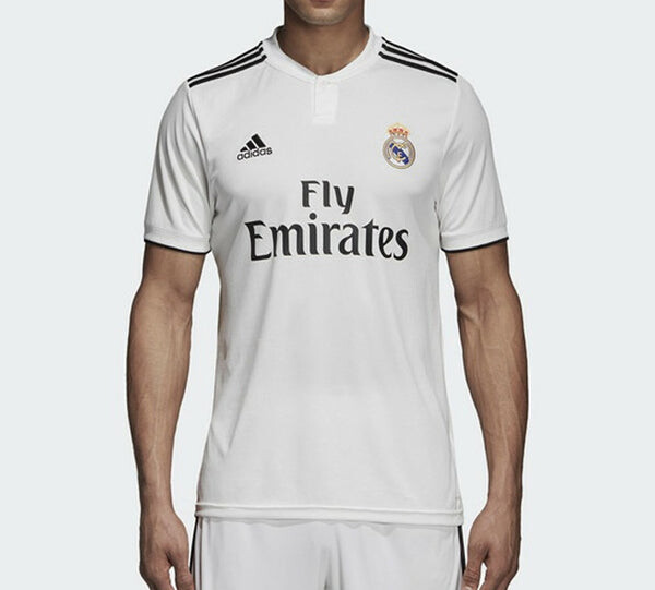 Футболка real madrid 18 19 сезон fan edition home алфавит логотип полоса спорт футбол короткий рукав майка Adidas, белый — фото 3