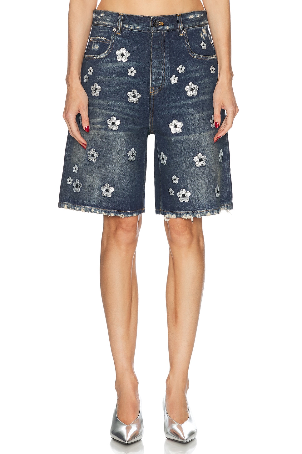 

Шорты с пайетками Daisy с широкими штанинами Marc Jacobs, Vintage Indigo