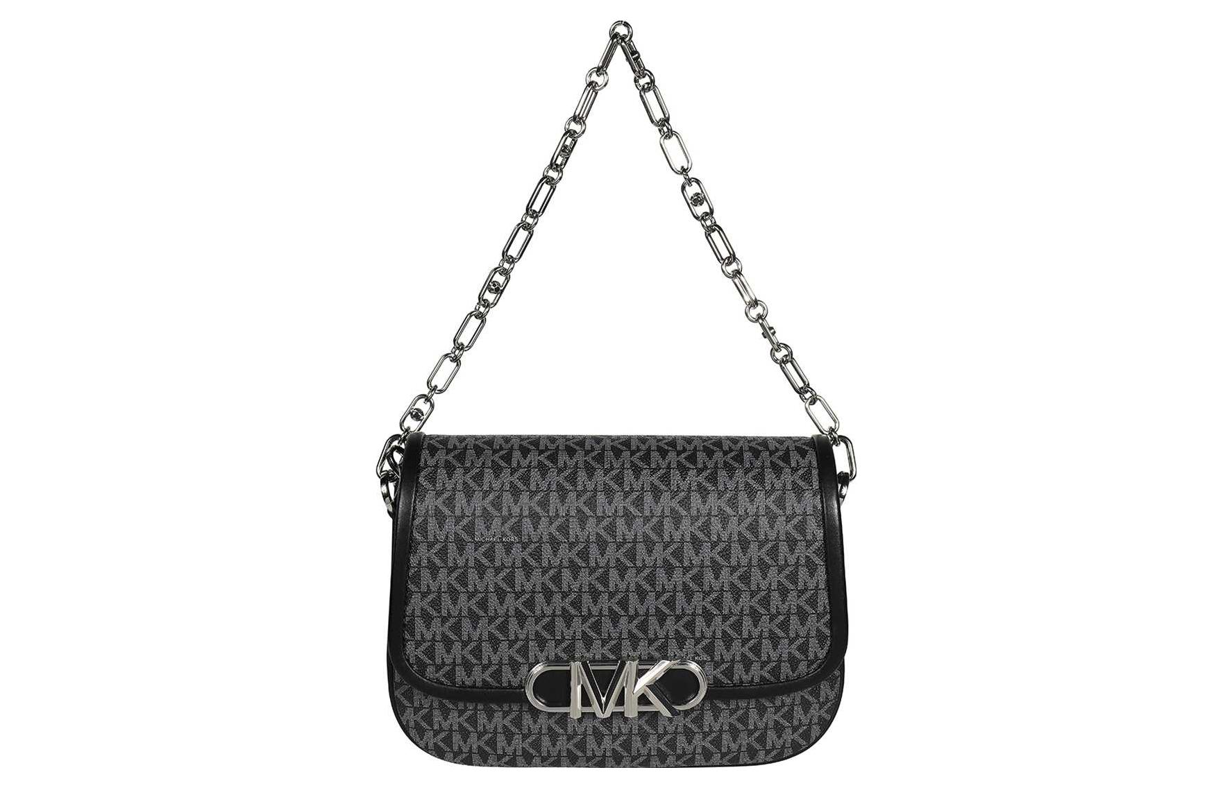 

MICHAEL KORS Сумка-мессенджер PARKER из ПВХ среднего размера для женщин черно-серая