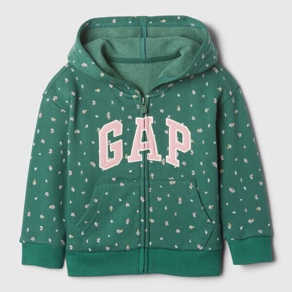 

Толстовка с цветочным принтом и застежкой-молнией на всю длину с вышитым логотипом Gap, зеленый