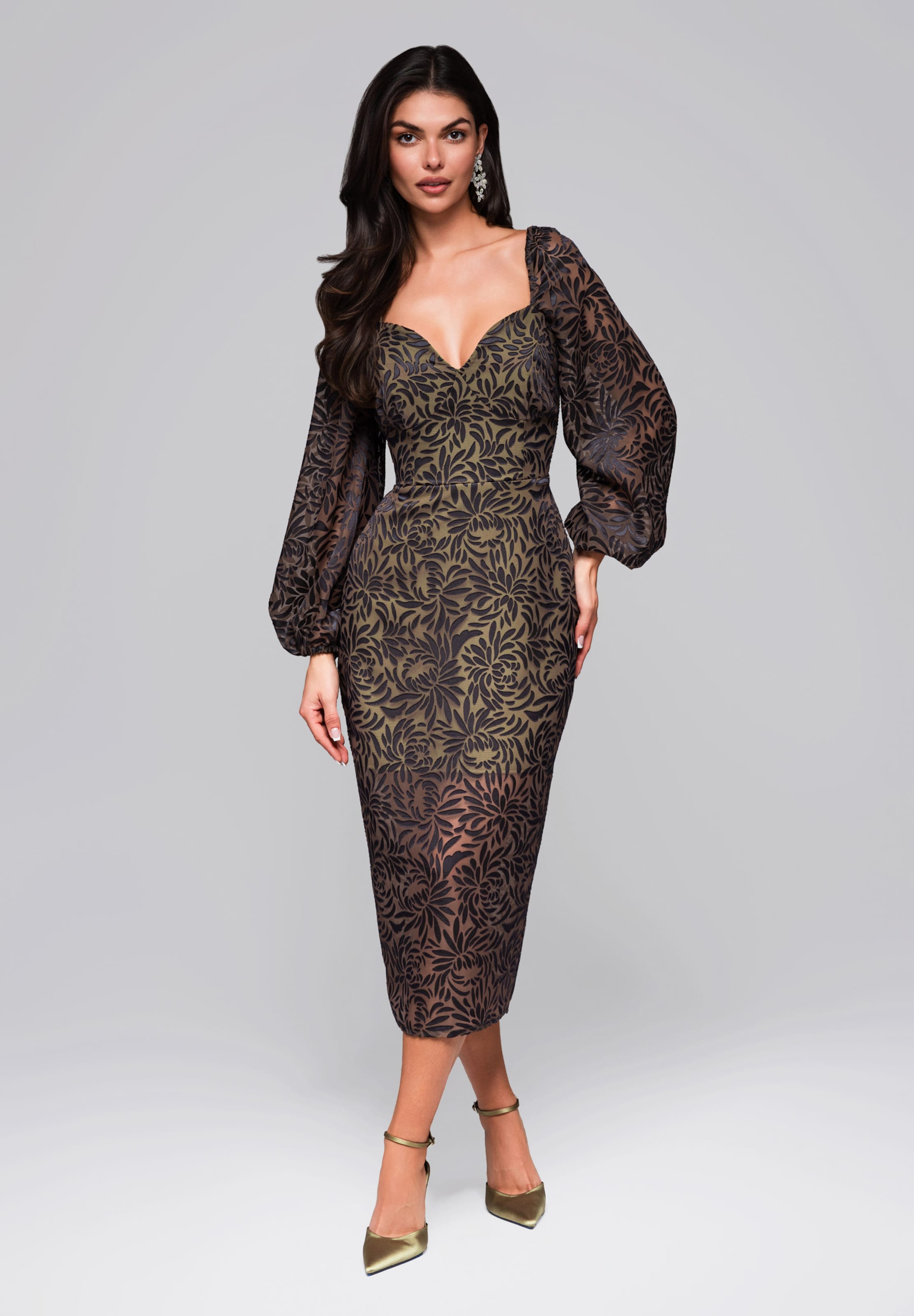 

Ombre Вечернее платье цвета хаки