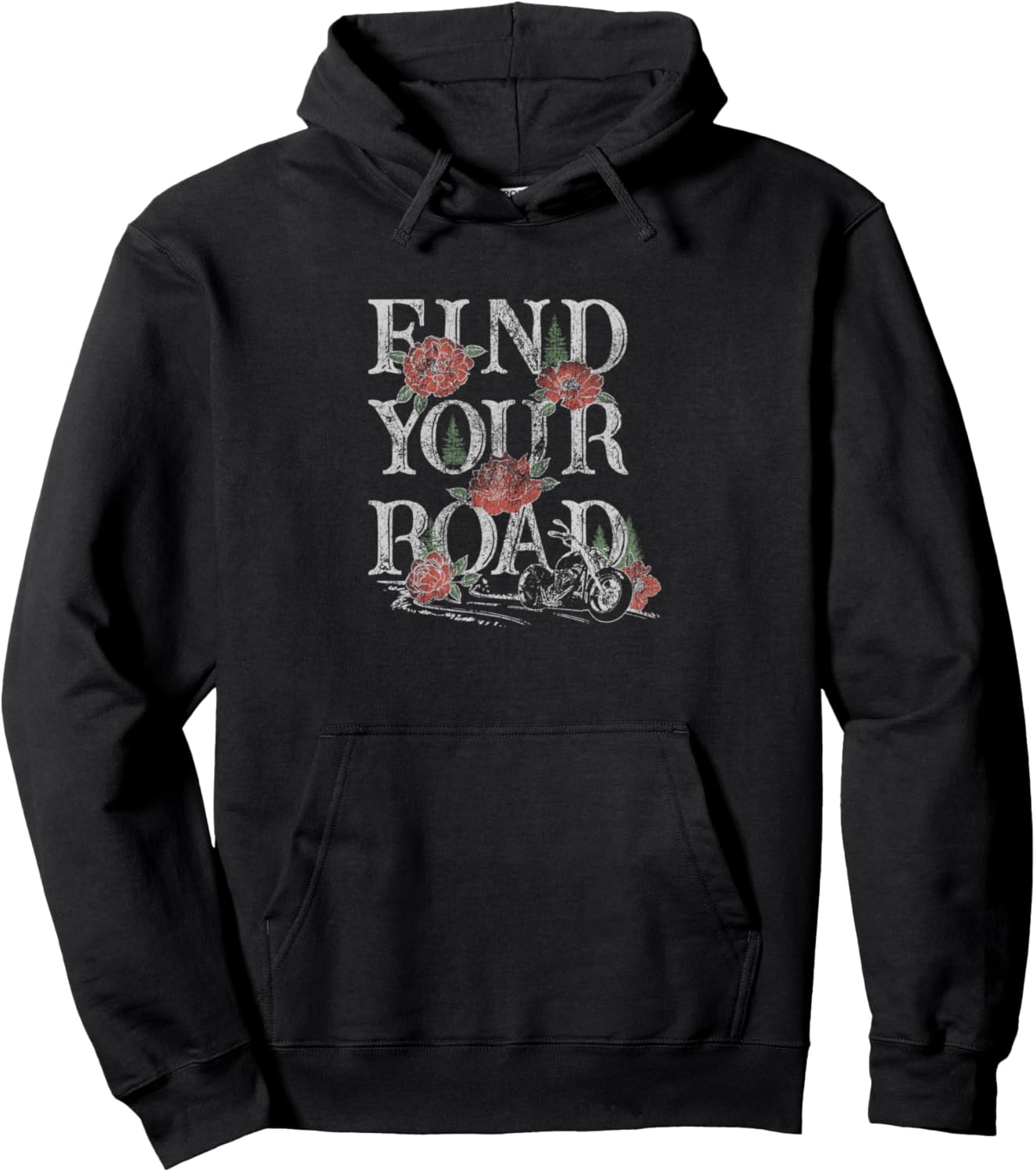 

Мотоциклетная толстовка Find Your Road с цветочным принтом, черная Trendy Apparel, Черный, Мотоциклетная толстовка Find Your Road с цветочным принтом, черная Trendy Apparel