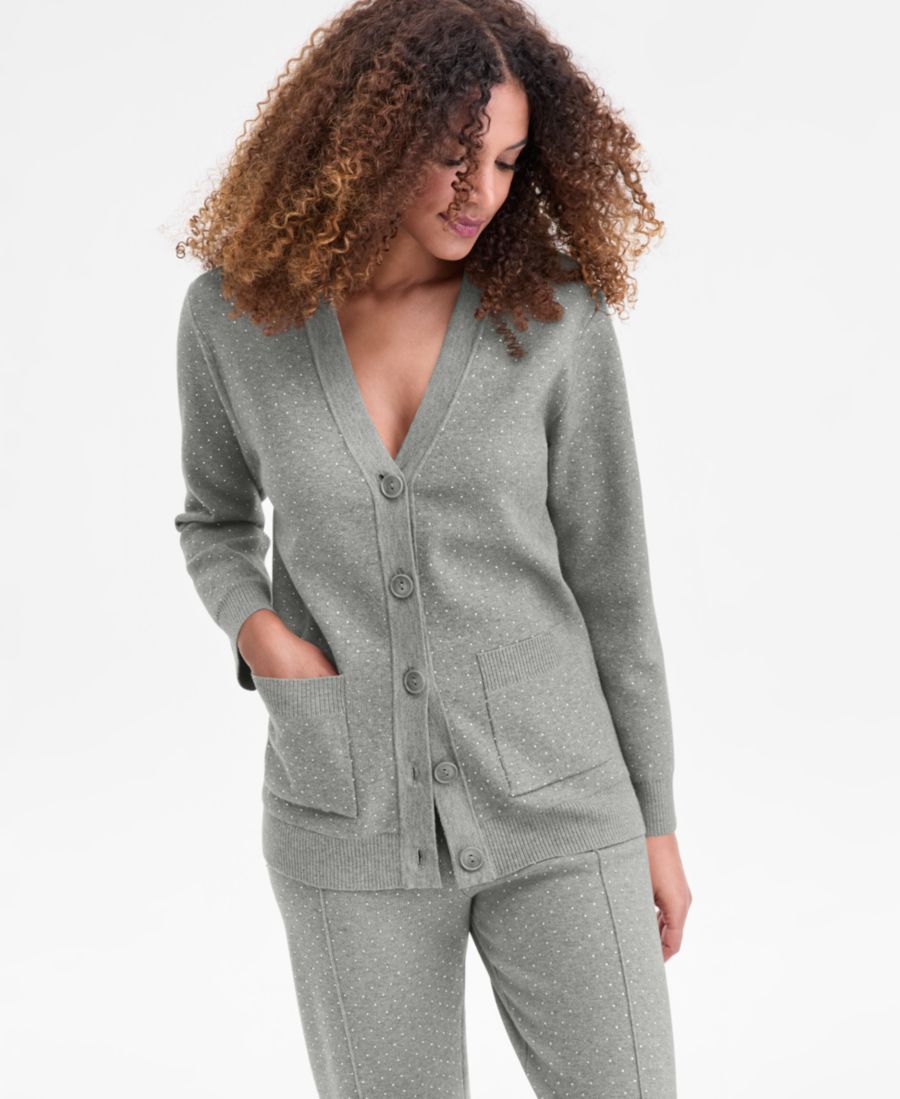 

Женский кардиган с V-образным вырезом, украшенный стразами, эксклюзивно для Macy's INC International Concepts, Hthr Belle Grey