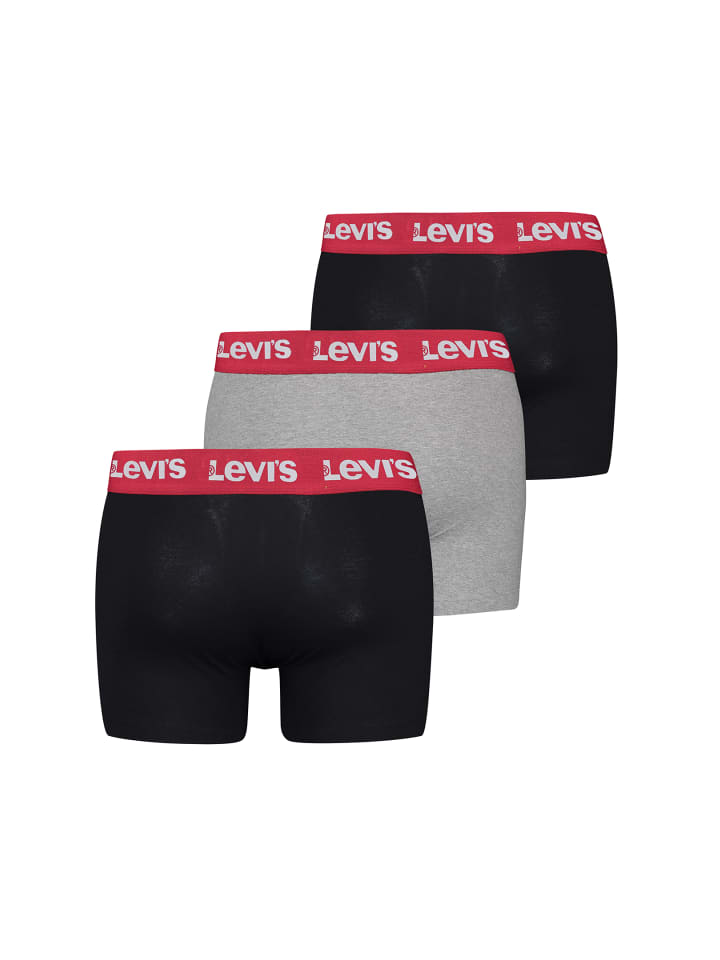 Levi´s Боксерские шорты LEVIS Men Repeat Logo Boxer 3P в черно-серой цветовой гамме — фото 2