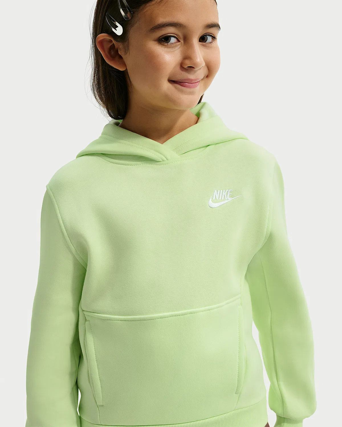 Детская толстовка Nike Sportswear Club Fleece, Light Liquid Lime/White — фото 2