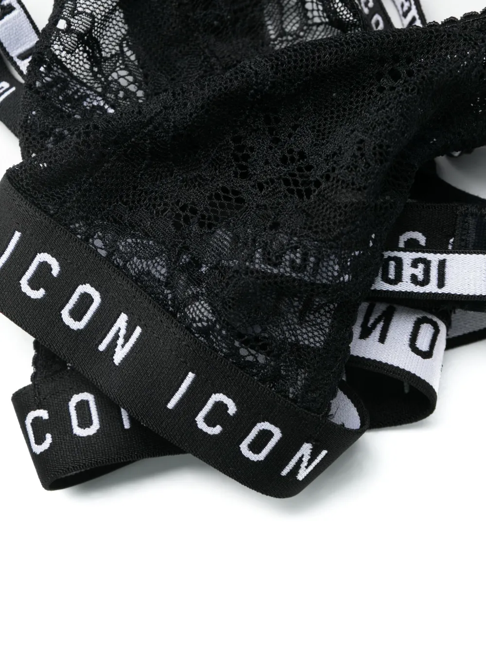 Кружевной бюстгальтер Icon с треугольными чашками DSQUARED2, черный — фото 3