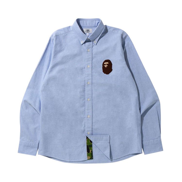 

Рубашка BAPE Large Ape Head Oxford BD Shirt, Sax
