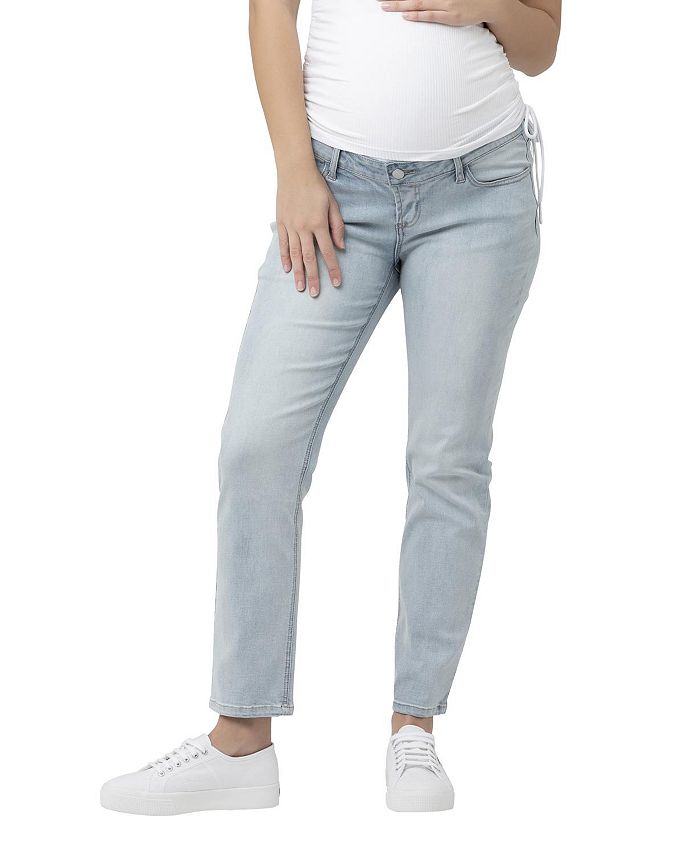 

Хлопковые джинсы Hunter Over Bump Crop с эффектом Clean Fade Ripe Maternity, синий