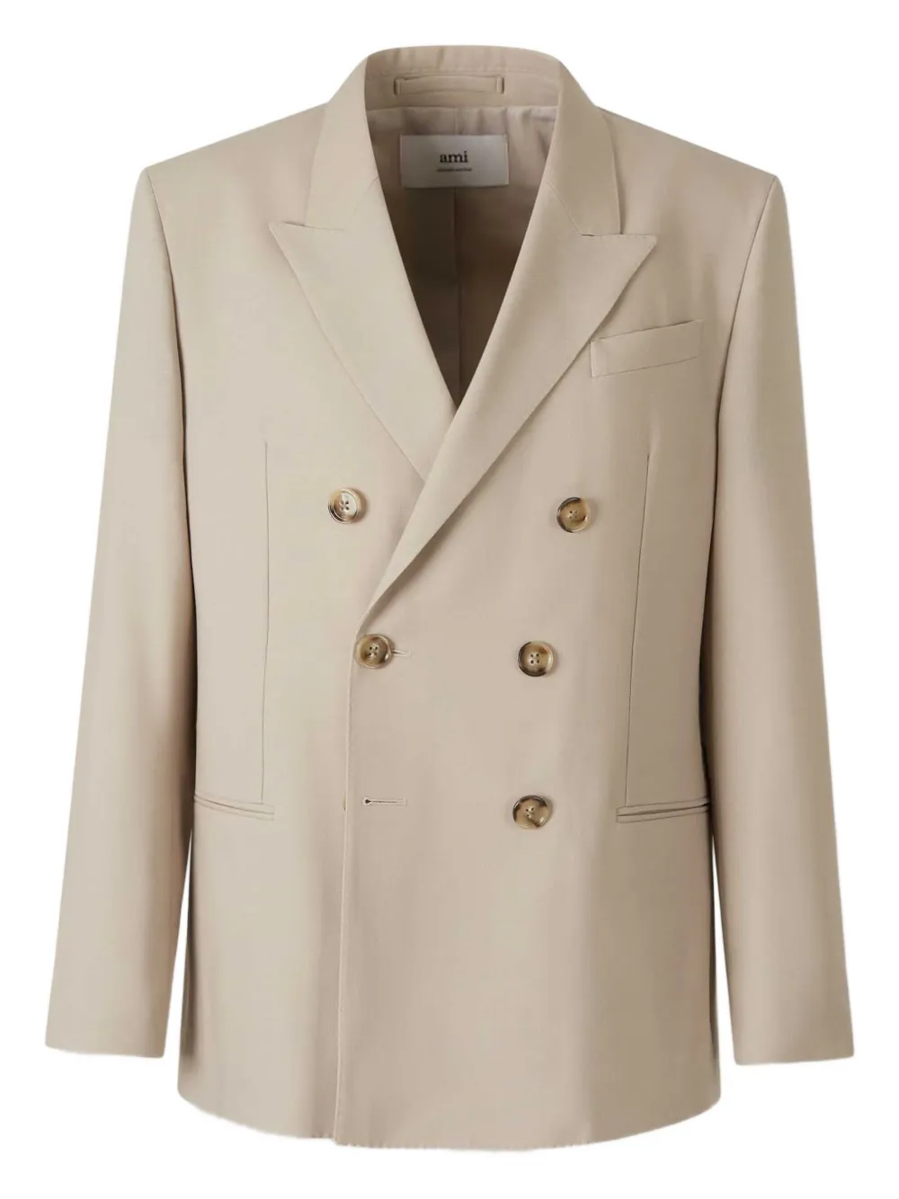

Двубортный шерстяной пиджак Ami Paris, нейтральный