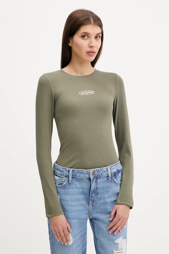 

Лонгслив Guess Jeans, зеленый