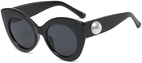 

Солнцезащитные очки «кошачий глаз» в стиле «кошачий глаз» 2026 года для женщин и мужчин, линзы с жемчужной отделкой, винтажная оправа, защита от ультрафиолета UV400 MTZJH, C1