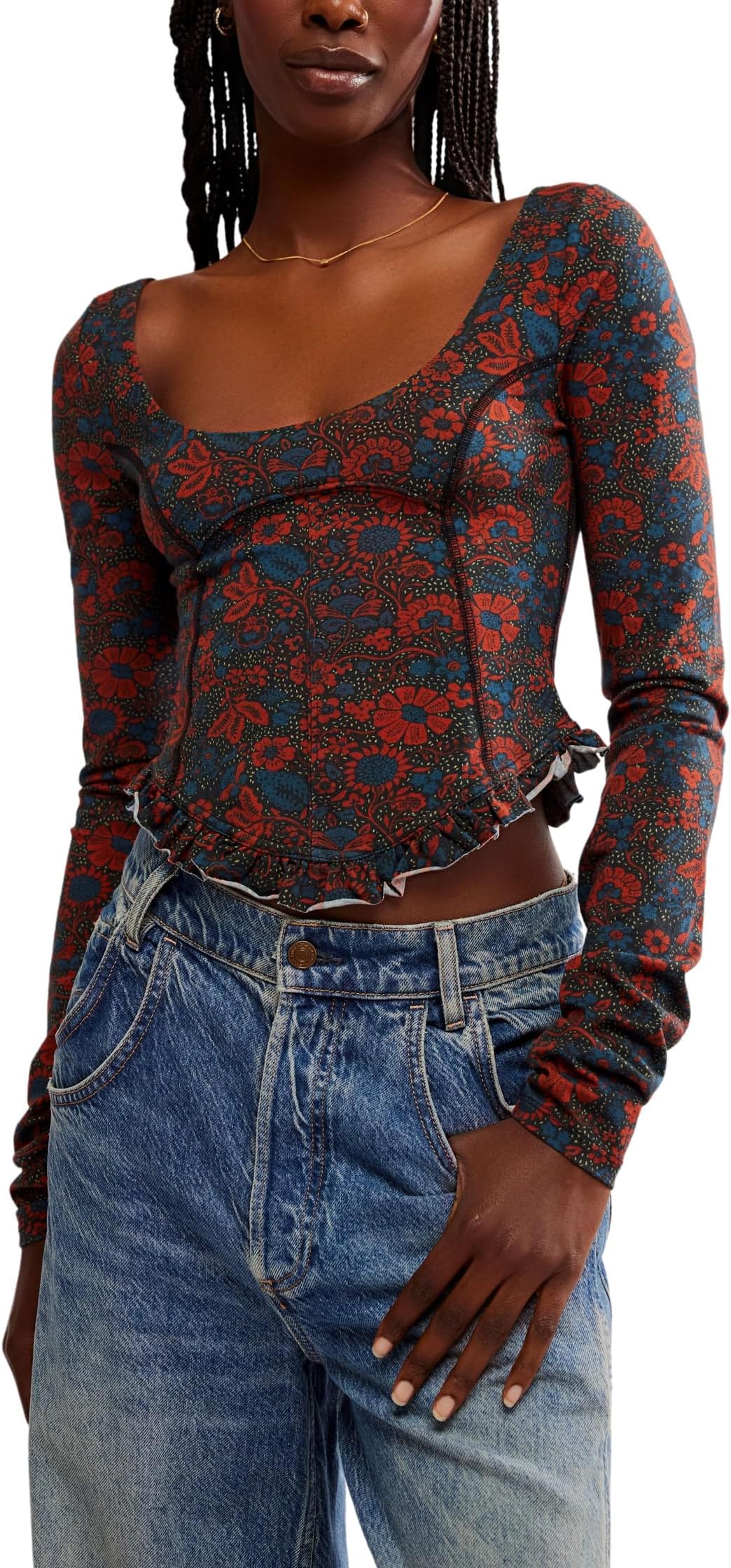 

Лонгслив Free People Melanie Long Sleeve, цвет Night Combo