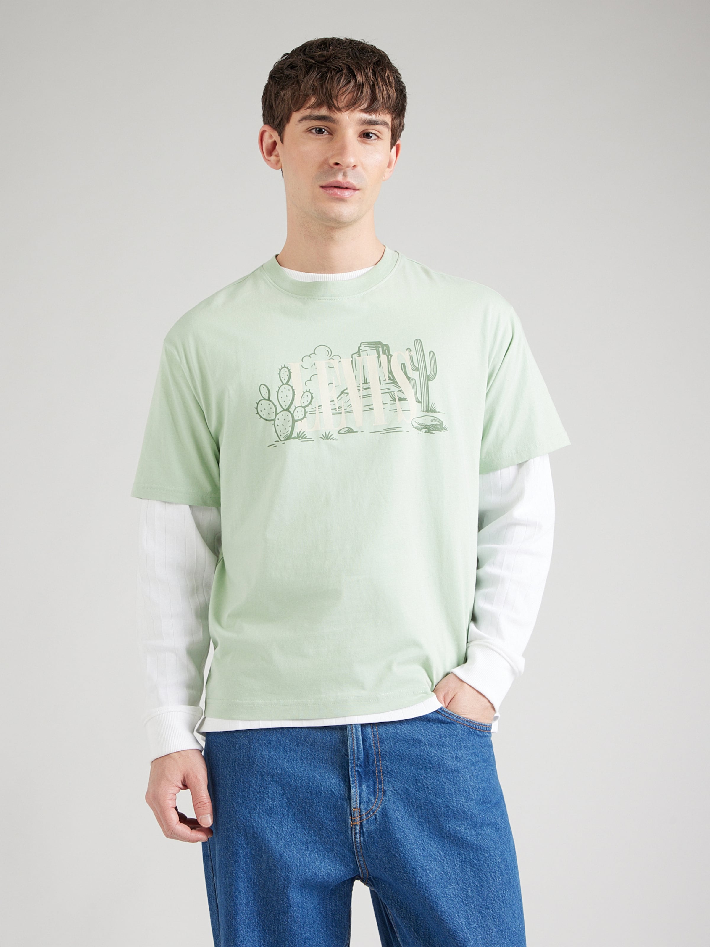 LEVI'S  Футболка 'CACTUS' в цветах Olive, Pastel Green, Light Green — фото 3