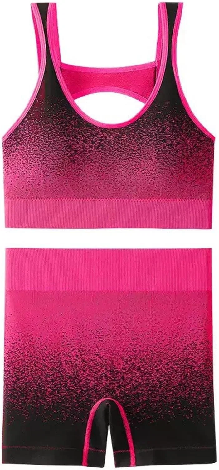Женский спортивный комплект с топом и шортами Generic, 02_pink