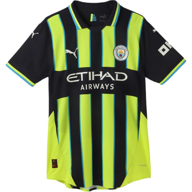 

Футболка гостевого комплекта Manchester City 24/25 PUMA, морской синий/желтый