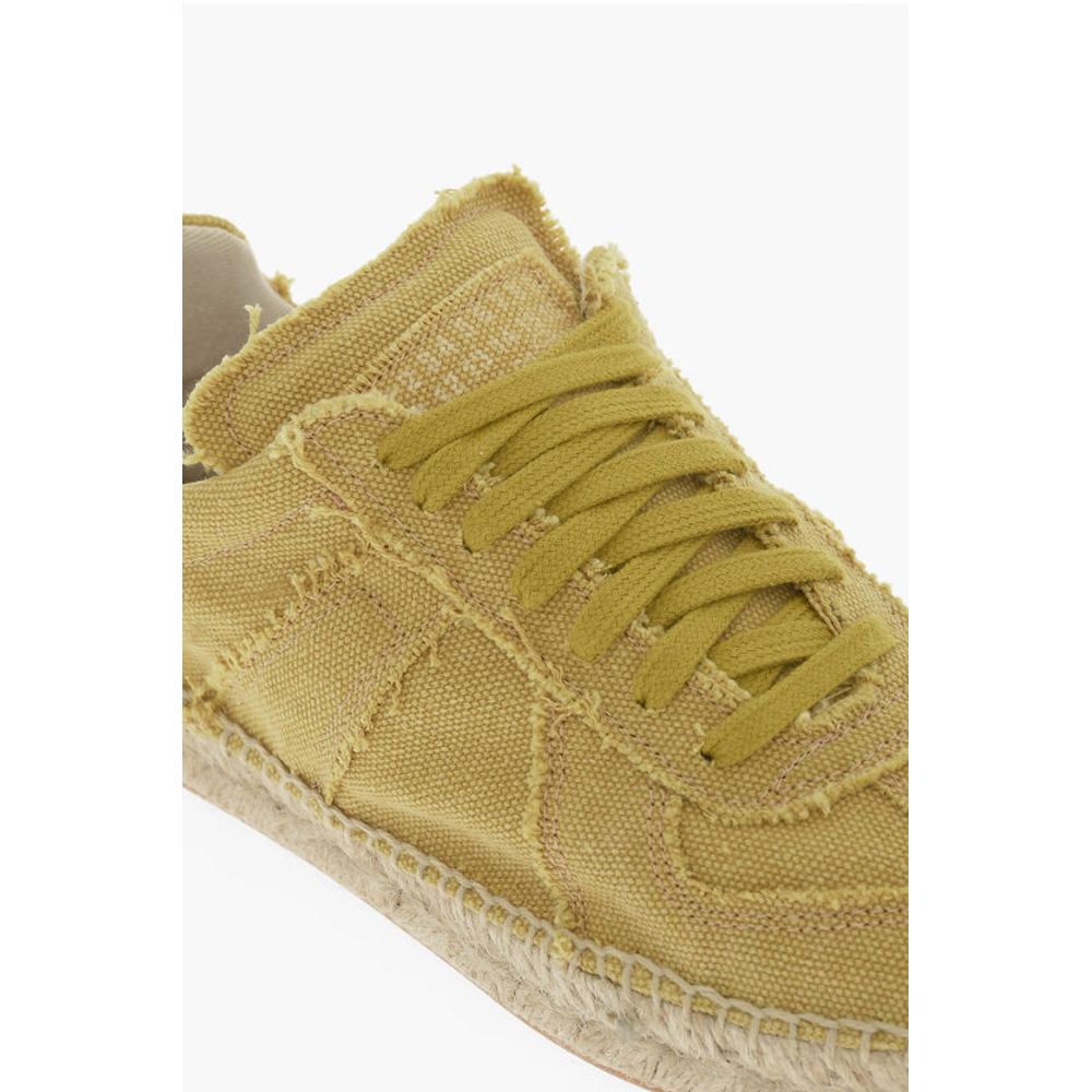 Низкие кеды из парусины MM22 с джутовой отделкой Maison Margiela, Yellow — фото 4