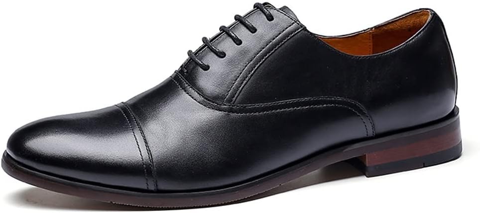 

Мужские классические оксфорды GOMMER с шнуровкой, круглым отполированным носком, кожаной поверхностью и резиновой подошвой с противоскользящим эффектом, низкий верх, подходят для свадьбы и многих других событий. (Цвет: черный, размер: 8)