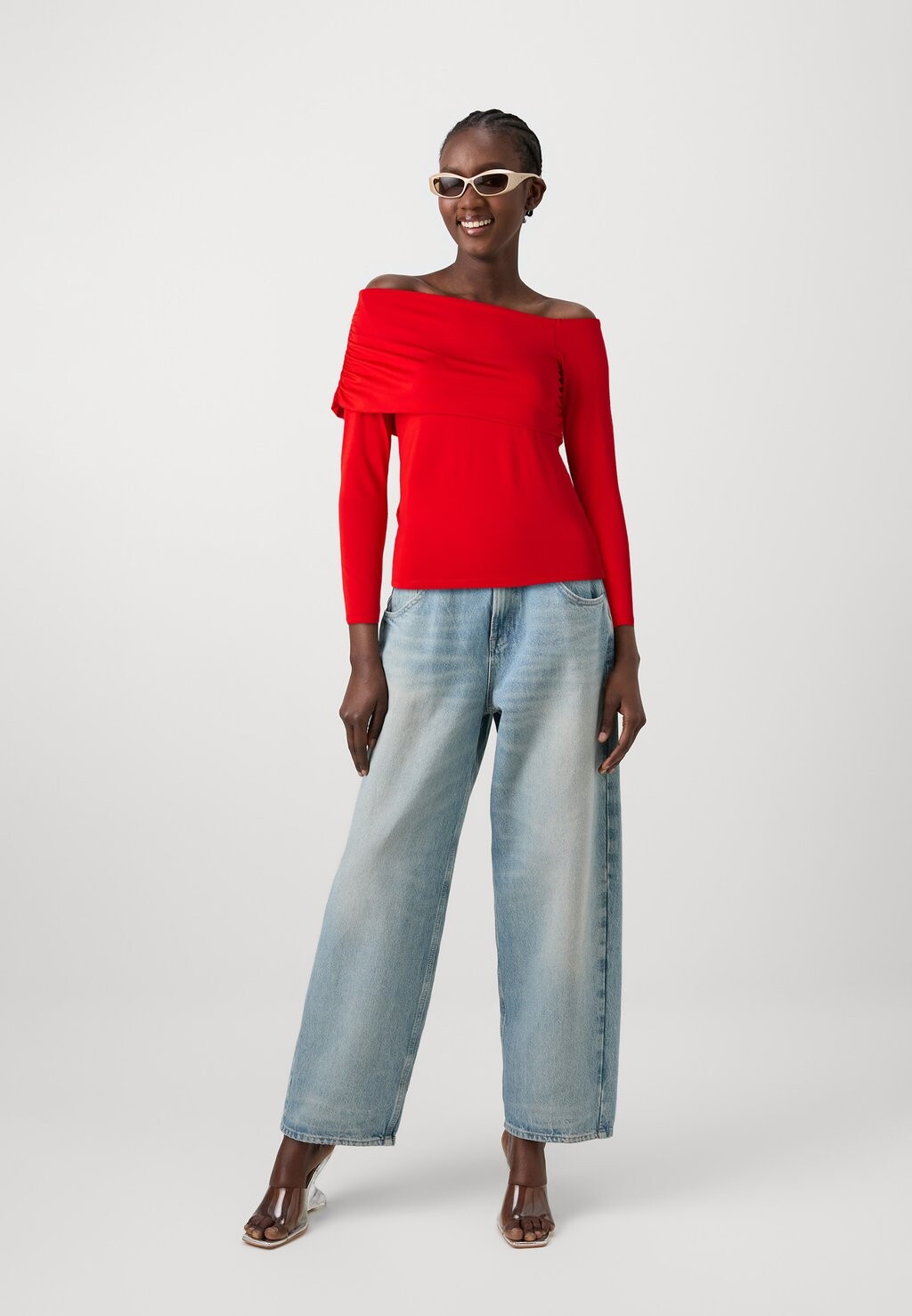 

Футболка с длинным рукавом PCREMI OFF SHOULDER Pieces, красный