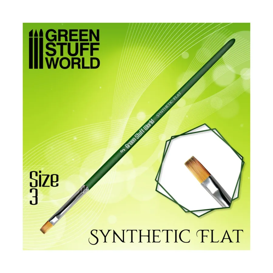 

Плоская синтетическая кисть серии Green — №3, Tools - Brushes & Shapers (Green Stuff World)