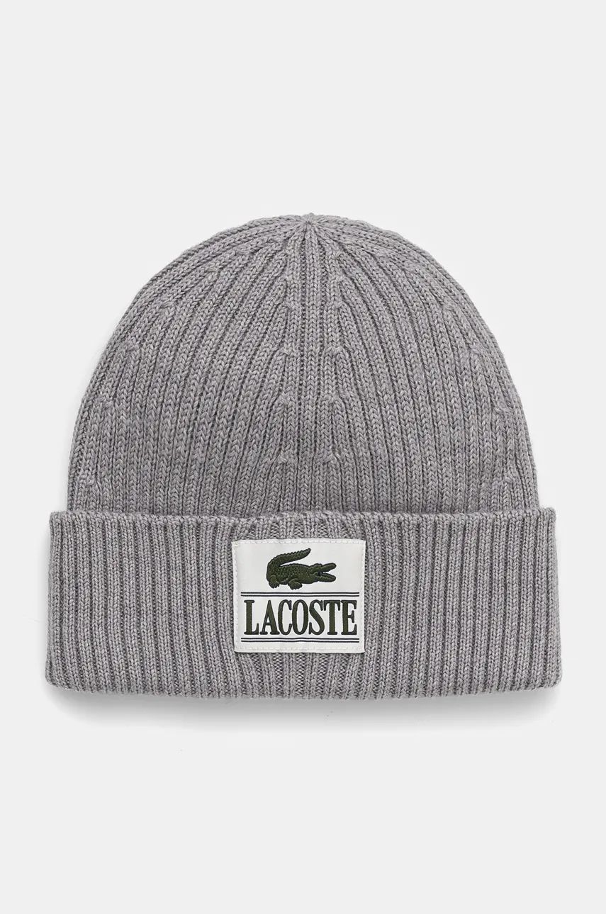 

Шерстяная шапка Lacoste, серый