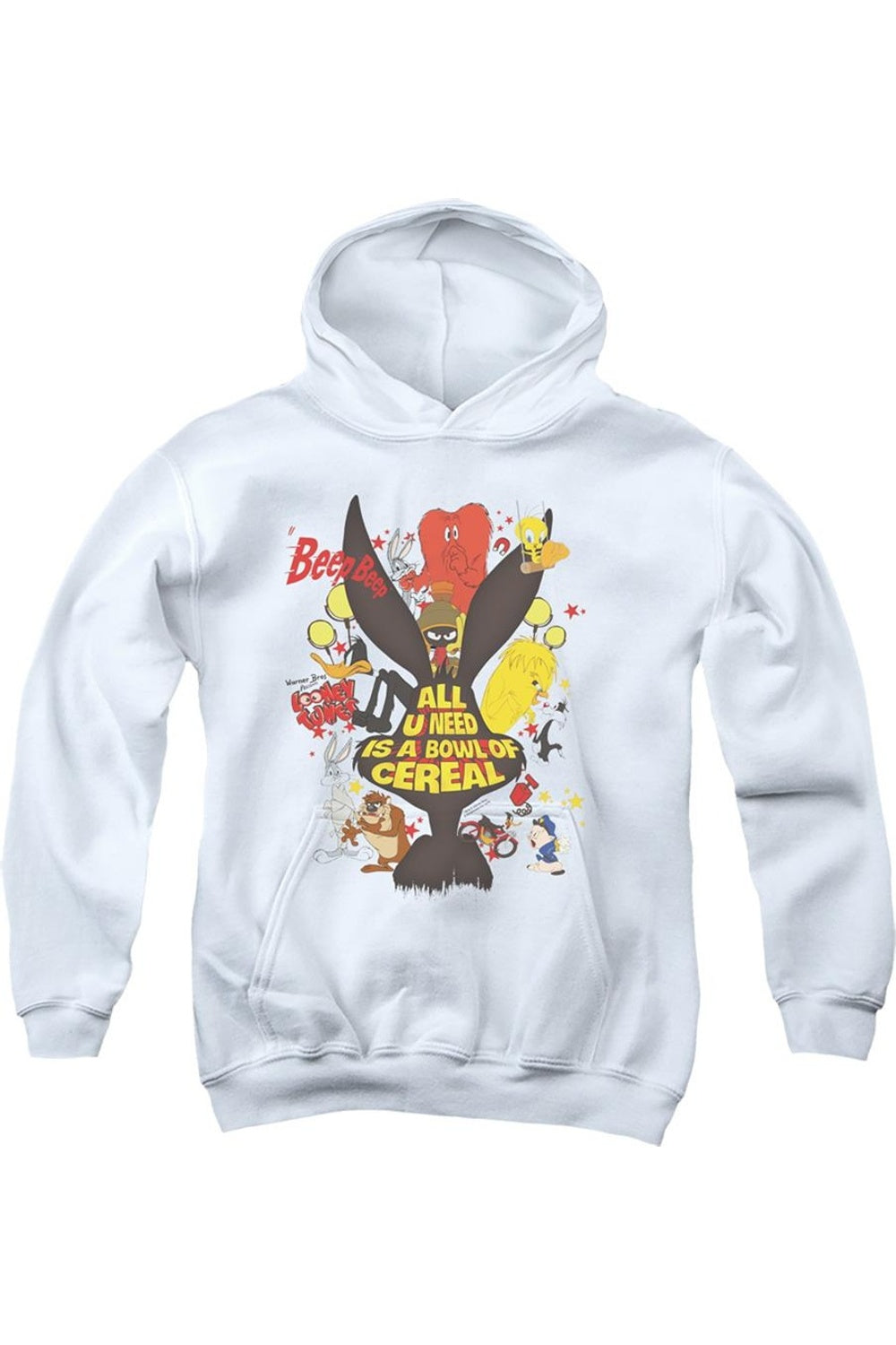 

Толстовка с капюшоном Looney Tunes Cereal Youth Gildan, белый