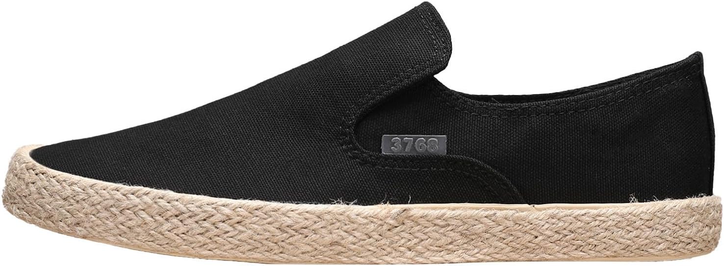 

Мужские легкие повседневные кроссовки в корейском стиле с дышащей верхней частью и льняной подошвой для комфорта и модного образа каждый день Generic, черный