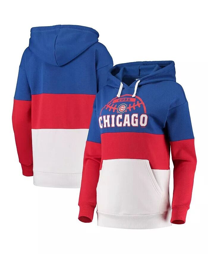

Женский пуловер с капюшоном Royal, красный Chicago Cubs Block and Tackle Colorblock G-Iii Sports By Carl Banks