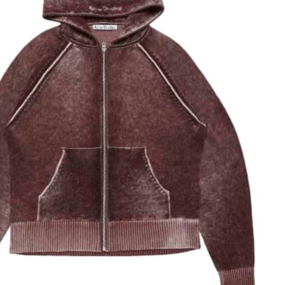Джемпер Zip Hoodie Acne Studios, Dark Burgundy — фото 4