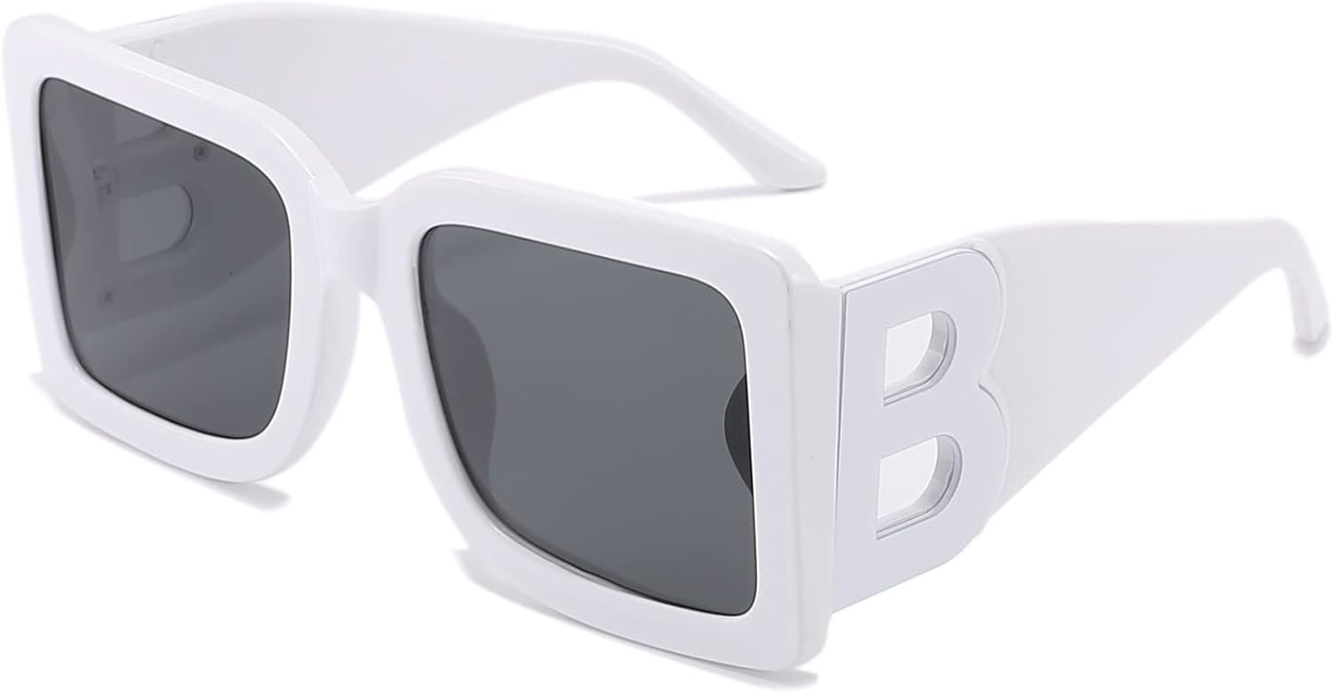 

PORADAY Модные большие квадратные солнцезащитные очки для женщин и мужчин, стильные, черная толстая оправа, роскошные дизайнерские солнцезащитные очки в современной крупной оправе, White/Grey