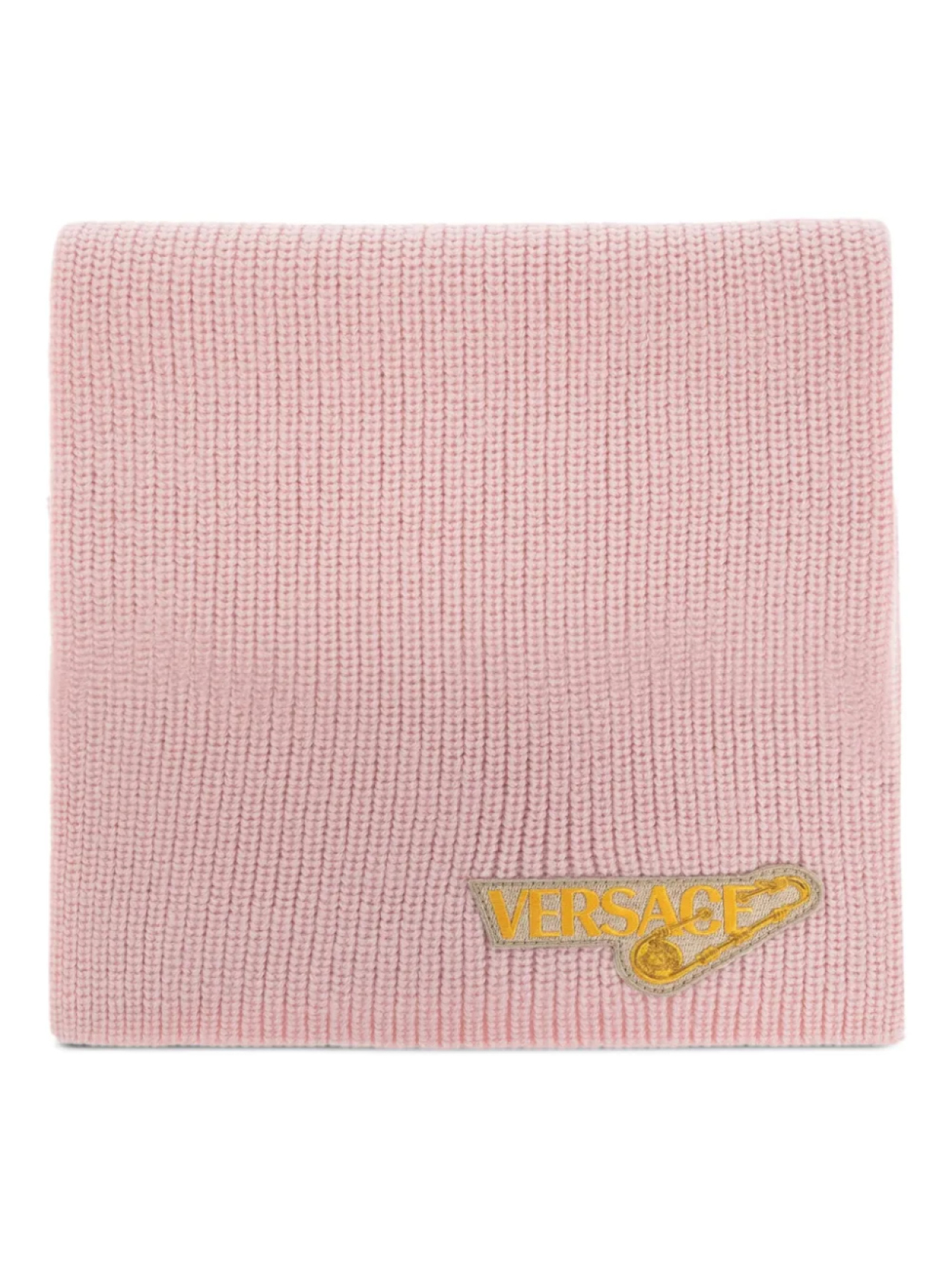 

Шарф ребристого плетения с нашивкой-логотипом Versace Kids, розовый